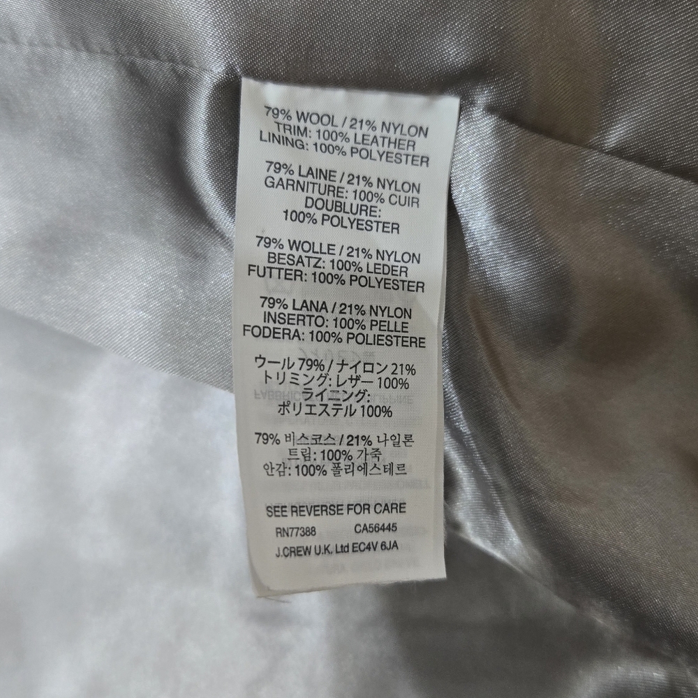 J Crew Stadium Cloth Color Blocked Coat Leather Detail Like NEW 4 - Picture 9 of 9